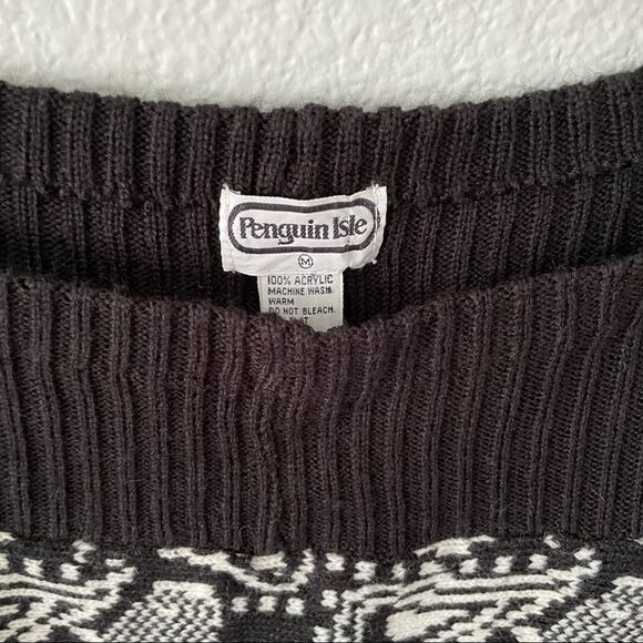 Vintage Black Sweater Dolman Sleeve Paisley Pattern Size medium - Picture 2 of 6